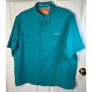 Habit Vented Fishing Shirt Sz XL Teal Green Solar Factor 40+ Short Sleeve